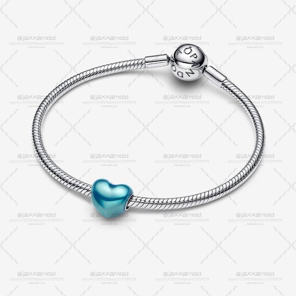 Pandora Metallic Sky Blue Heart Charm - Picture 3 of 6